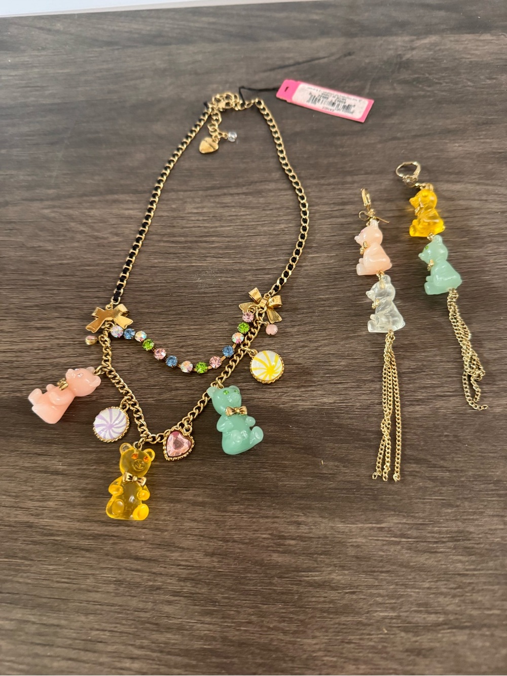 Betsey Johnson Gummy Bear Necklace & Earrings Set NWT Candy Charm Jewelry - Picture 12 of 12